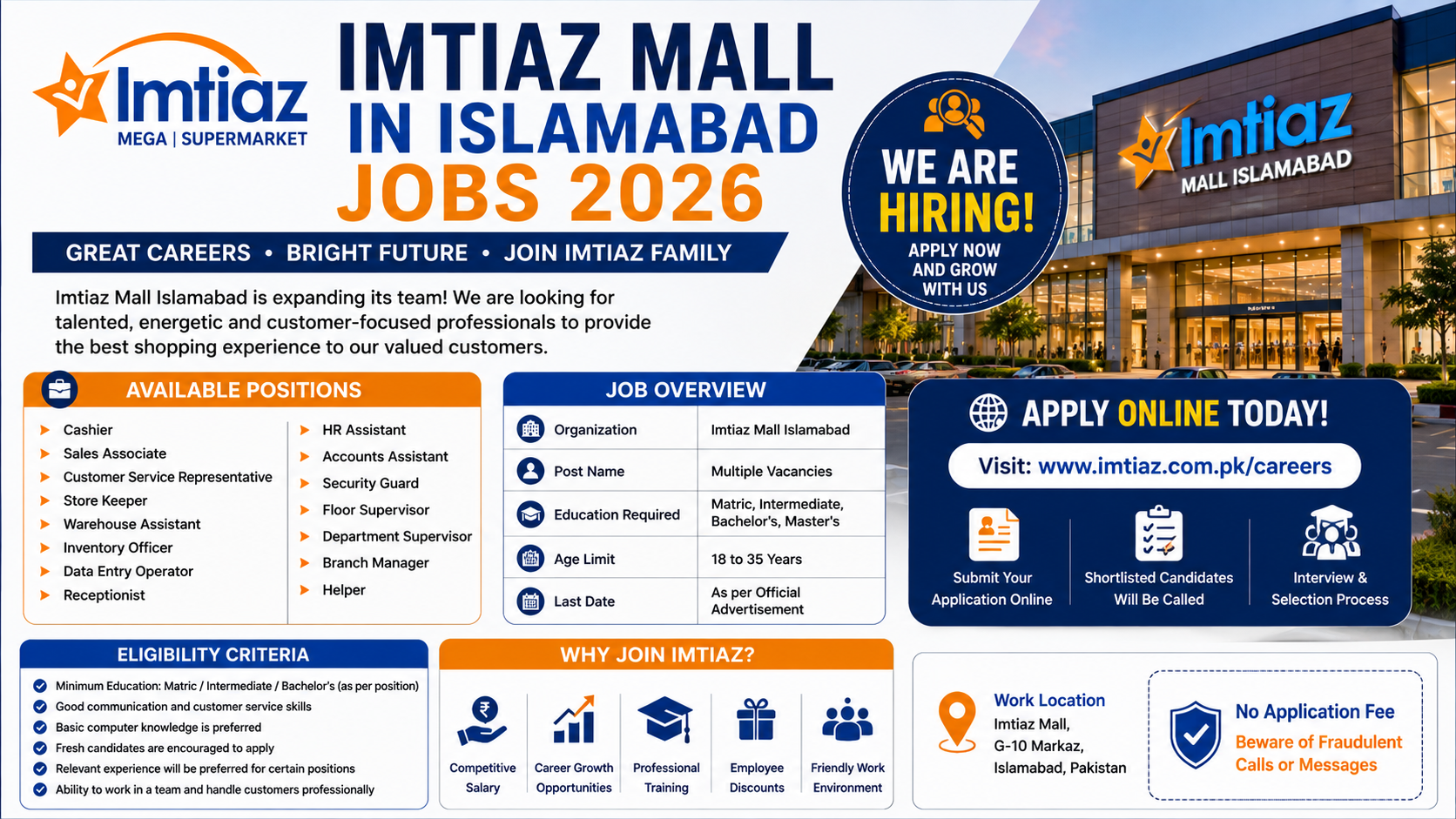 Imtiaz Mall in Islamabad Jobs 2026