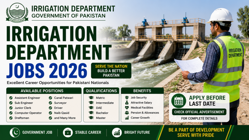 Irrigation Department Jobs 2026
